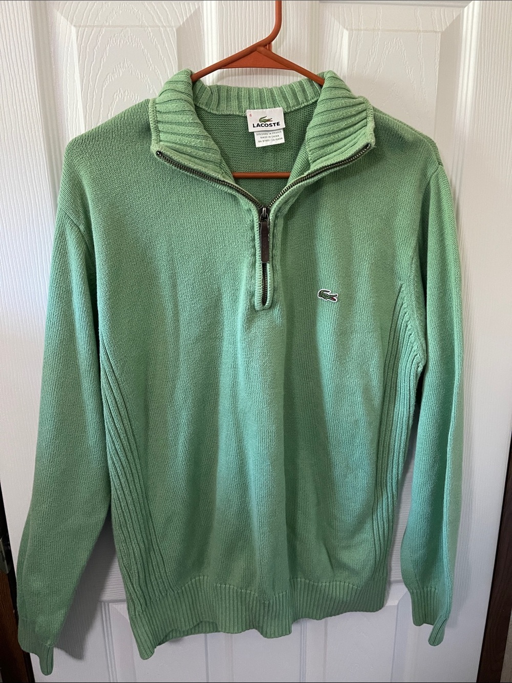 Lacoste Women’s Green Quarter-Zip Knit Pullover